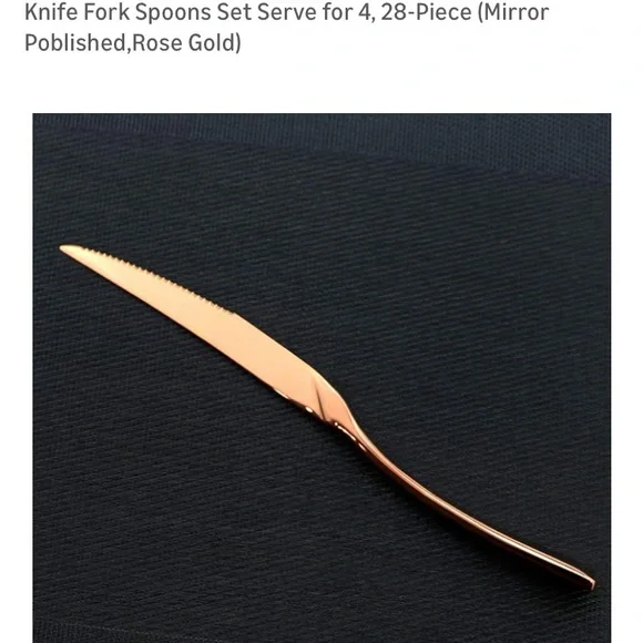 Elegant Rose Gold Flatware Set - 28-Piece - Picture 11 of 13